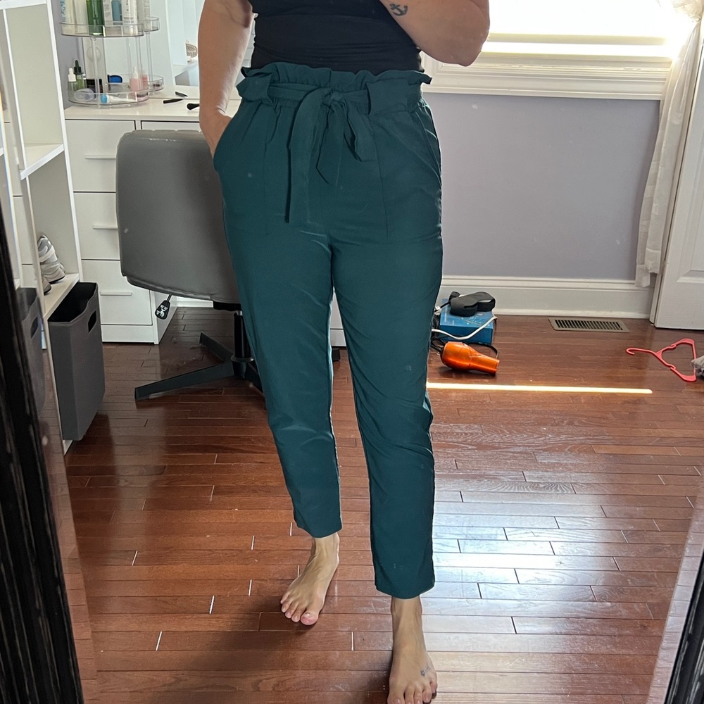 Teal-Green High-Waisted Women's Pants